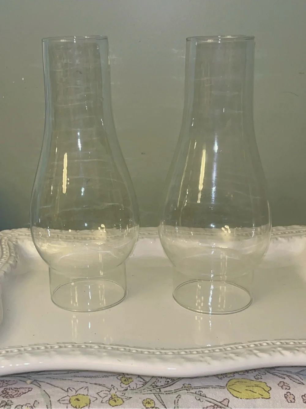 Clear Glass Vintage Hurricane/Chimney Lamp Shades Set of 2